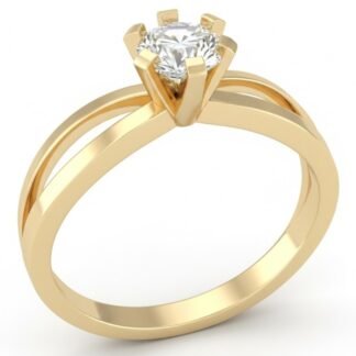 Anel de ouro amarelo 18K com diamante