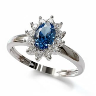 Anel de ouro 18K com safira azul