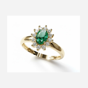 Anel de ouro amarelo 18k com esmeralda