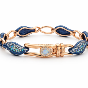 Pulseira com lapis lazuli cravejada com diamantes